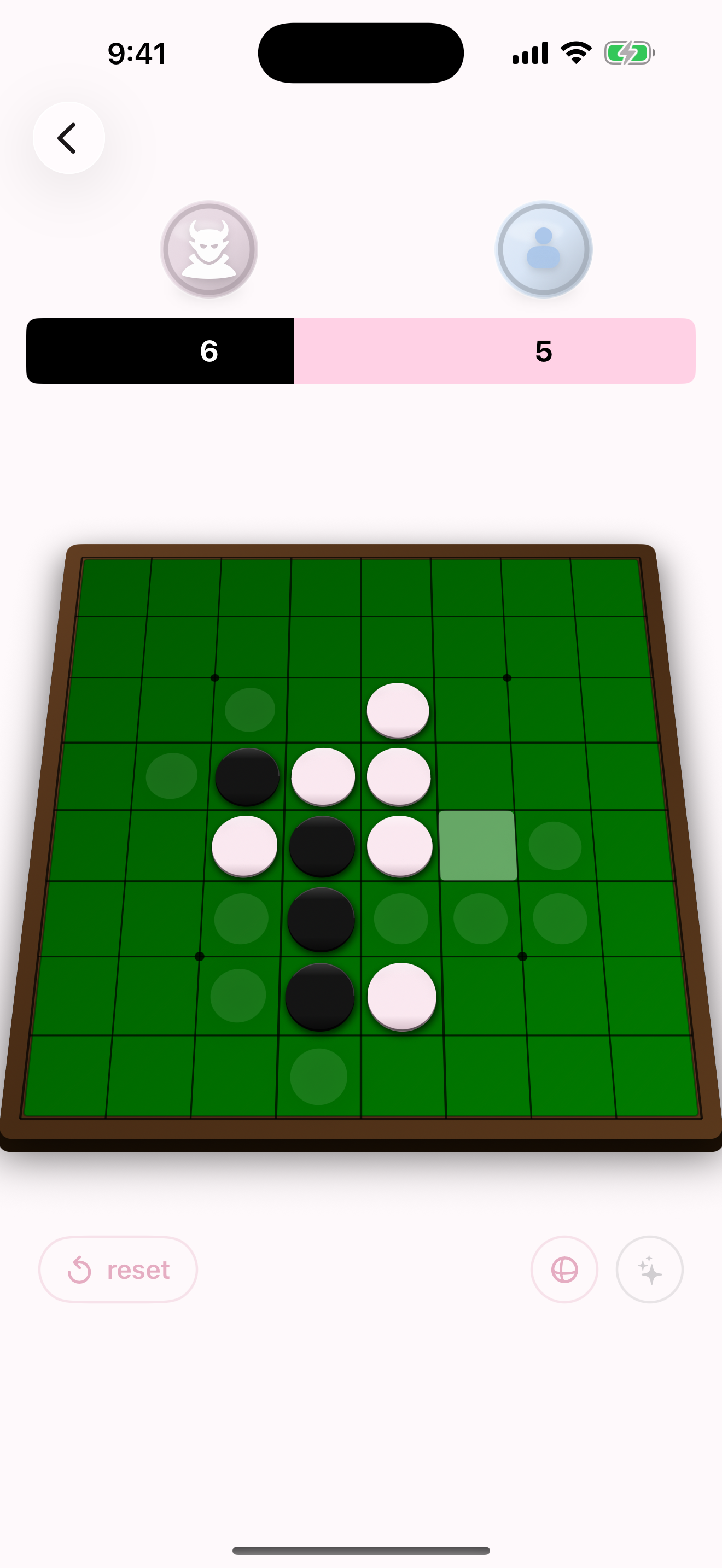 Reversi Trio Mirror AI screen