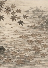 紅葉が流れる川