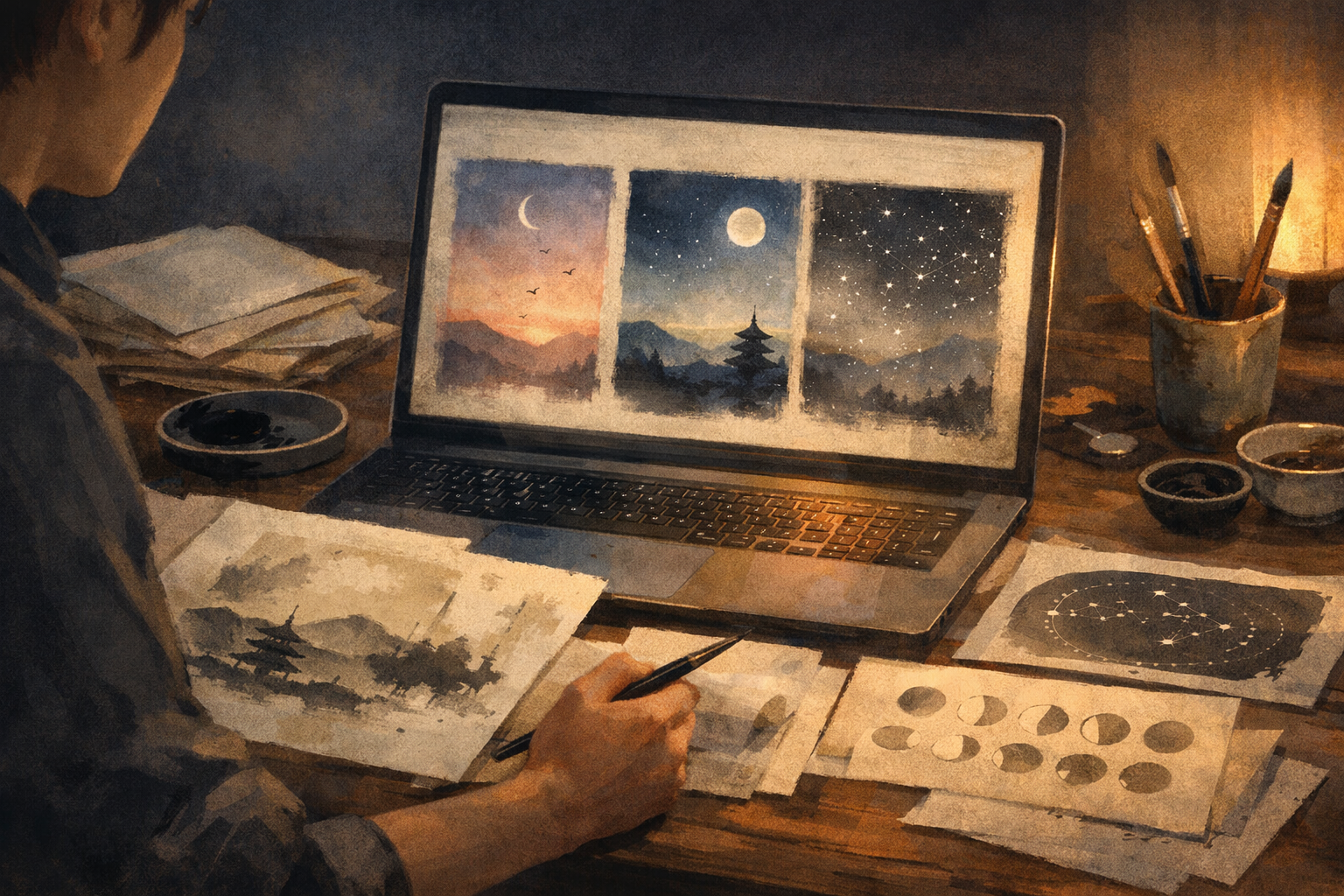 和景刻の制作机イメージ